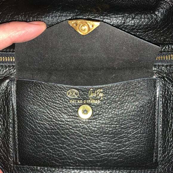 Vintage Black Leather Fold Flap Clutch Wallet